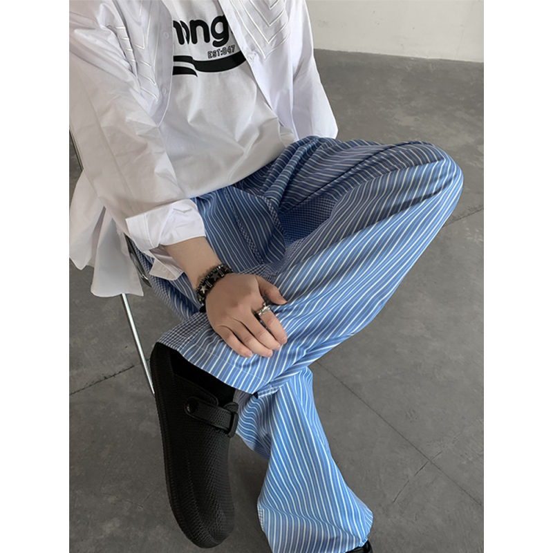 蓝色条纹休闲裤子男款