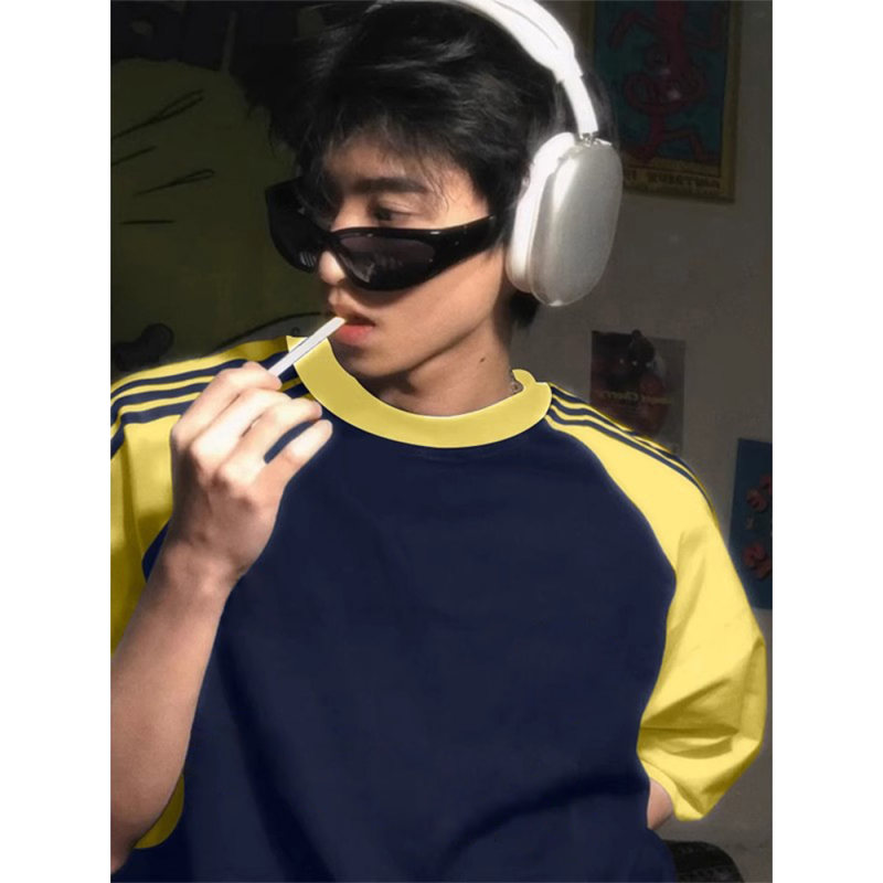 美式vibe拼接短袖t恤夏季