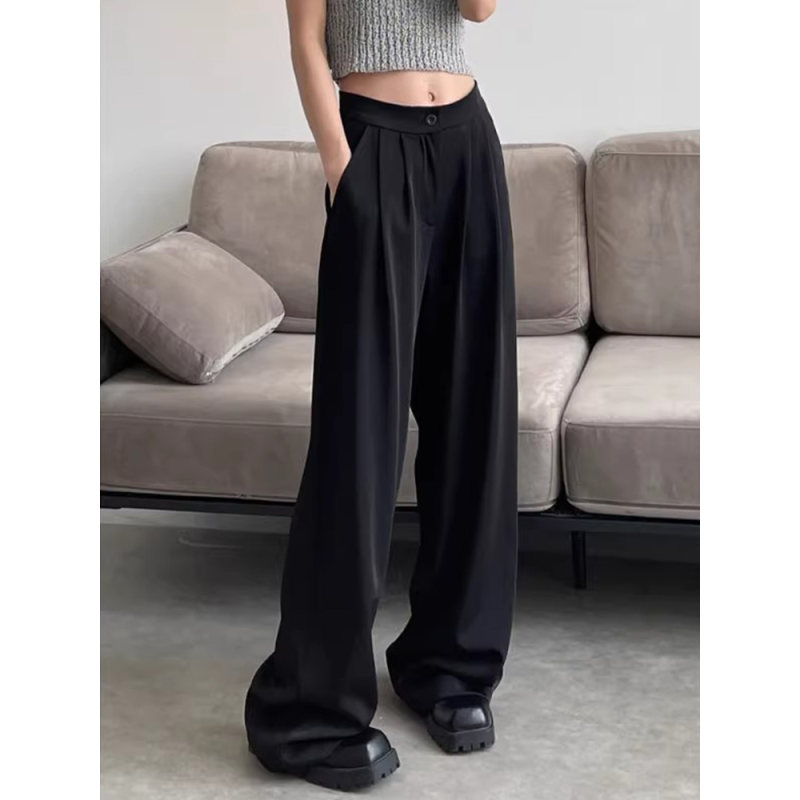 黑色简约西装裤男夏季冰丝裤子