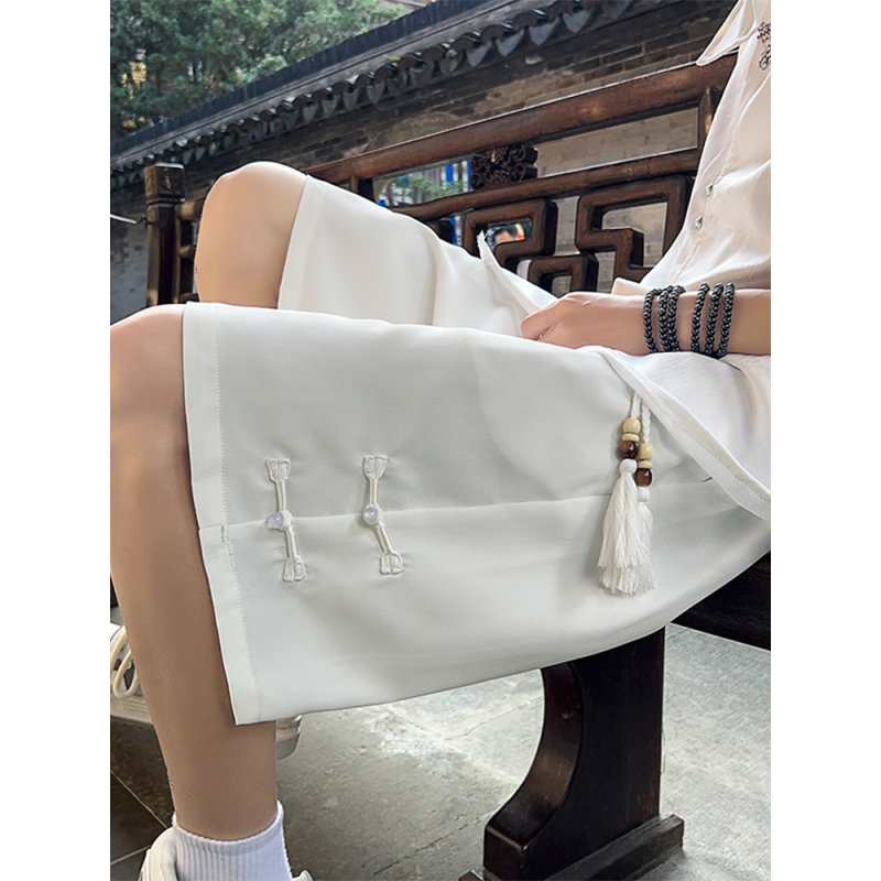 新中式盘扣冰丝短裤男款夏