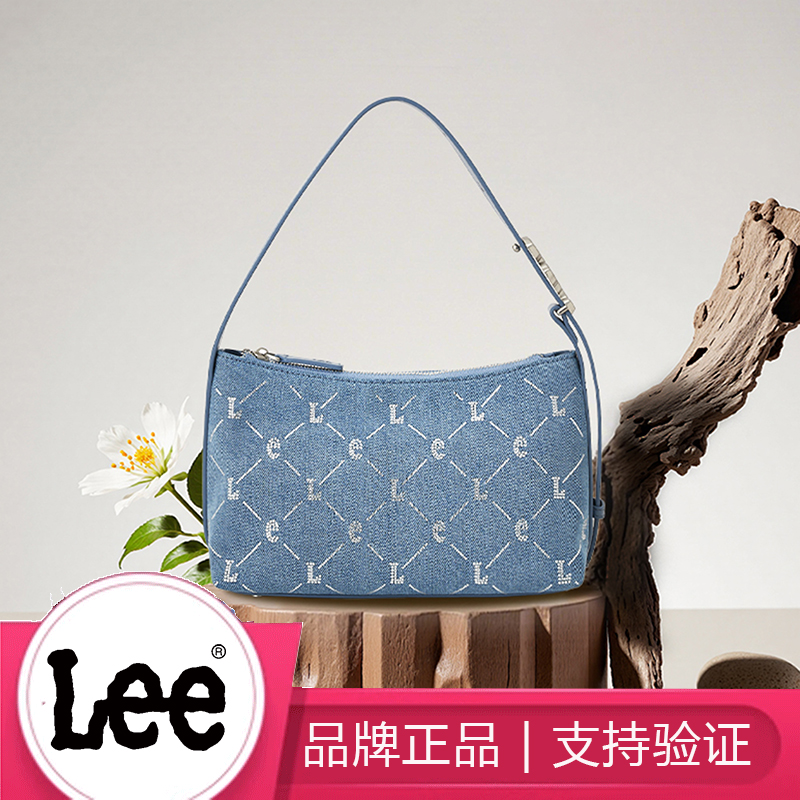 Lee 女牛仔帆布烫钻腋下包单肩手提月牙包新月通勤包饺子包