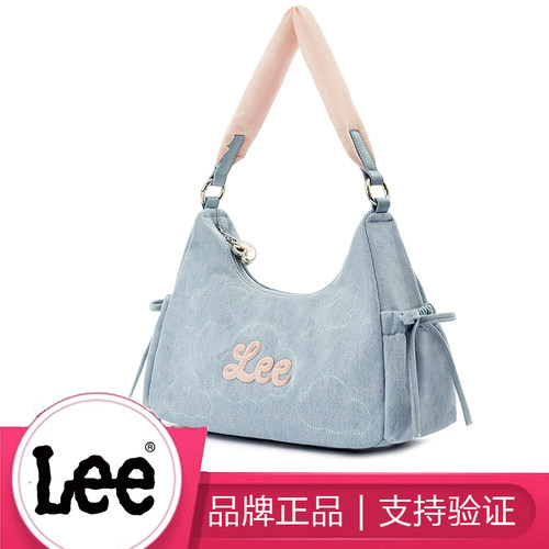 Lee春夏女牛仔帆布云吞包大容量单肩hobo背包通勤上课包托特包