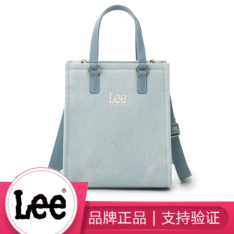 Lee女牛仔帆布托特包单肩斜挎包学生上课通勤包