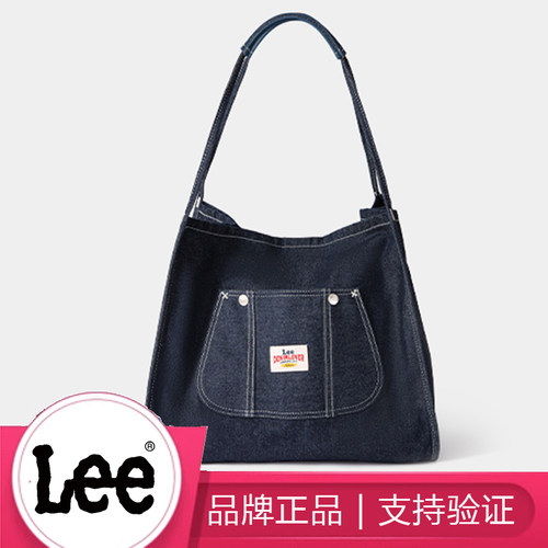 Lee 牛仔帆布托特包腋下包单肩手提通勤包女大学生上课包帆布包