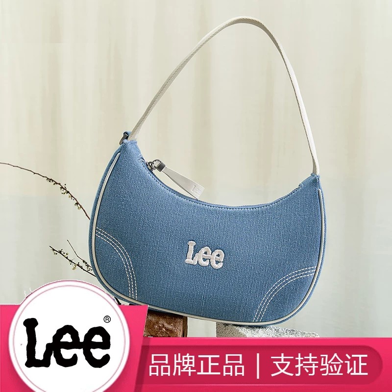 Lee 女牛仔帆布腋下包单肩手提月牙包新月通勤包饺子包图片