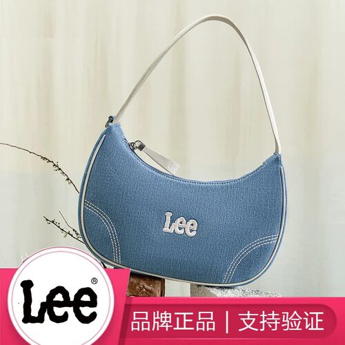 Lee 女牛仔帆布腋下包单肩手提月牙包新月通勤包饺子包