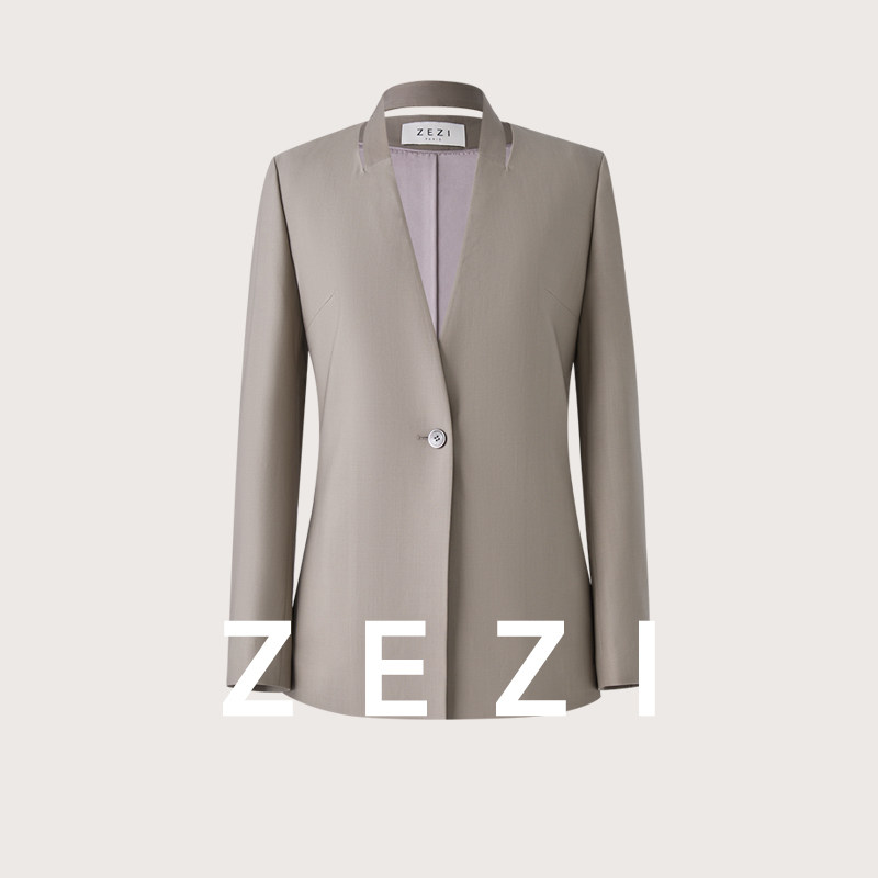 100%澳大利亚美利奴羊毛无领西装