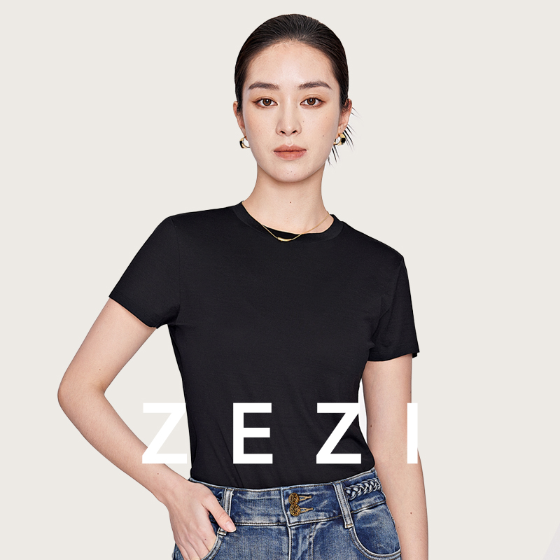 zezi羊毛短袖t恤女美利奴100羊毛