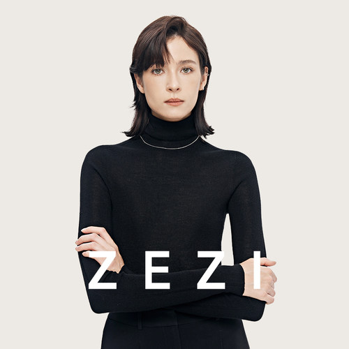 zezi高领针织衫毛衣女春秋款羊毛