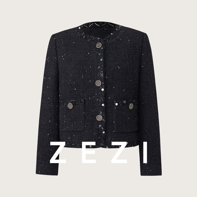 zezi重磅羊毛混纺短款小香外套女新款春秋季时尚通勤短外套高级感,女装/女士精品,短外套,淘宝优惠券,粉丝福利购,淘宝优惠卷