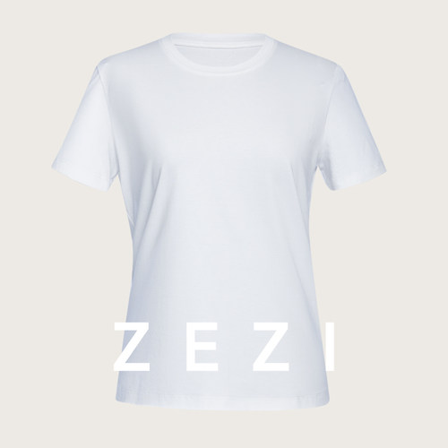zezi白色t恤真丝莫代尔圆领短袖