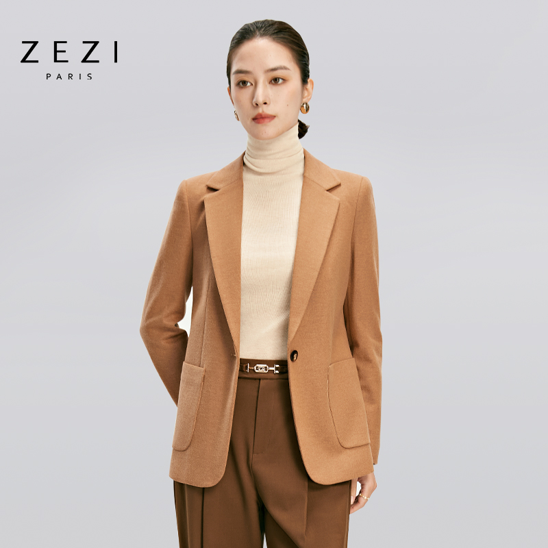 zezi羊毛针织西装休闲通勤西服女