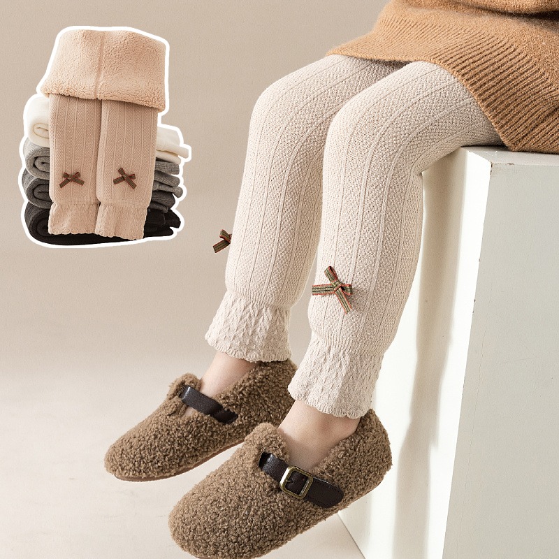 婴儿加绒打底裤秋冬款加厚宝宝大pp裤女童保暖长裤子白色儿童外穿