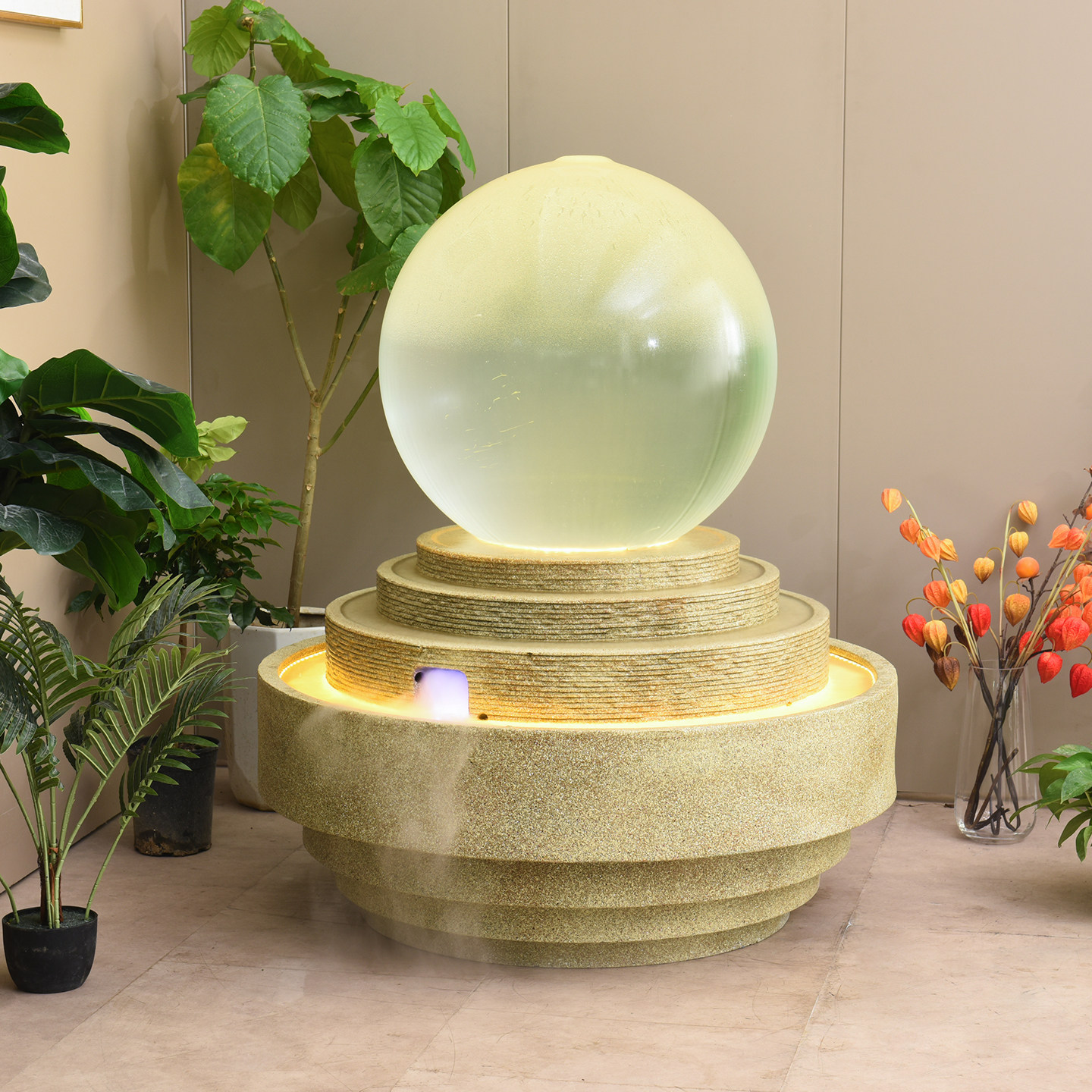 欧式圆球家居流水摆件创意转运球客厅招财落地庭院鱼池水景工艺礼,家居饰品,装饰摆件,淘宝优惠券,粉丝福利购,淘宝优惠卷