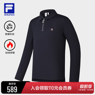 新款 FILA 2025春季 斐乐官方男子针织长袖 网球运动基础上衣 POLO衫