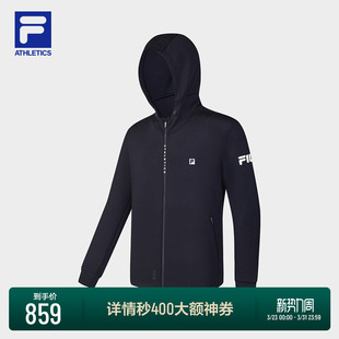 健身运动基础简约上衣 针织连帽外套2025冬新款 FILA 斐乐官方男士