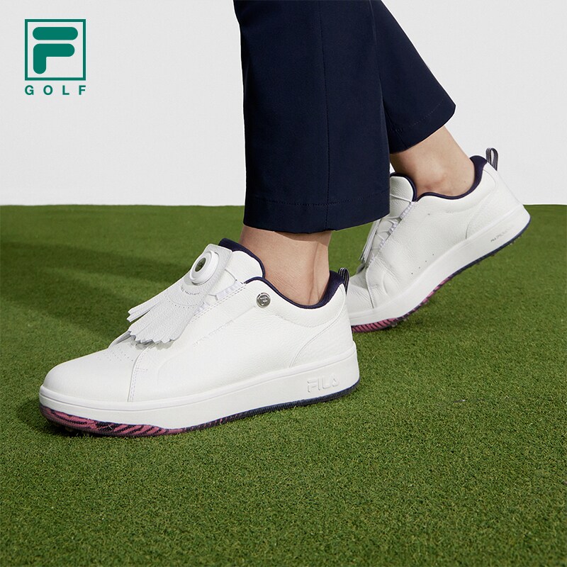 FILA 斐乐官方高尔夫球鞋女士轻量透气高球鞋旋钮板鞋软钉综训鞋