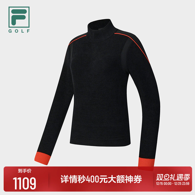 FILA 斐乐高尔夫商务运动系列宽松圆领毛衣2025冬新款女子编织衫
