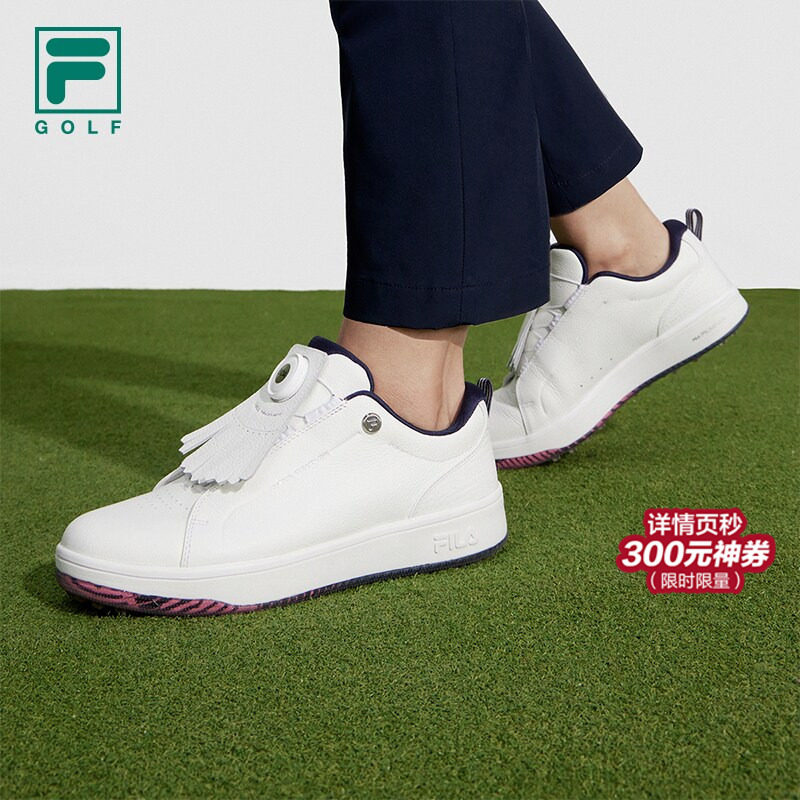 FILA 斐乐官方高尔夫球鞋女士轻量透气高球鞋旋钮板鞋软钉综训鞋