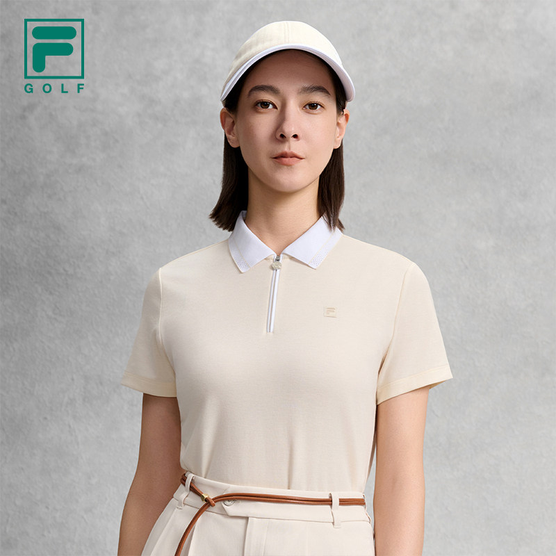斐乐羊毛纤维面料短袖POLO衫丨FILA高尔夫运动26秋季新款女士半袖