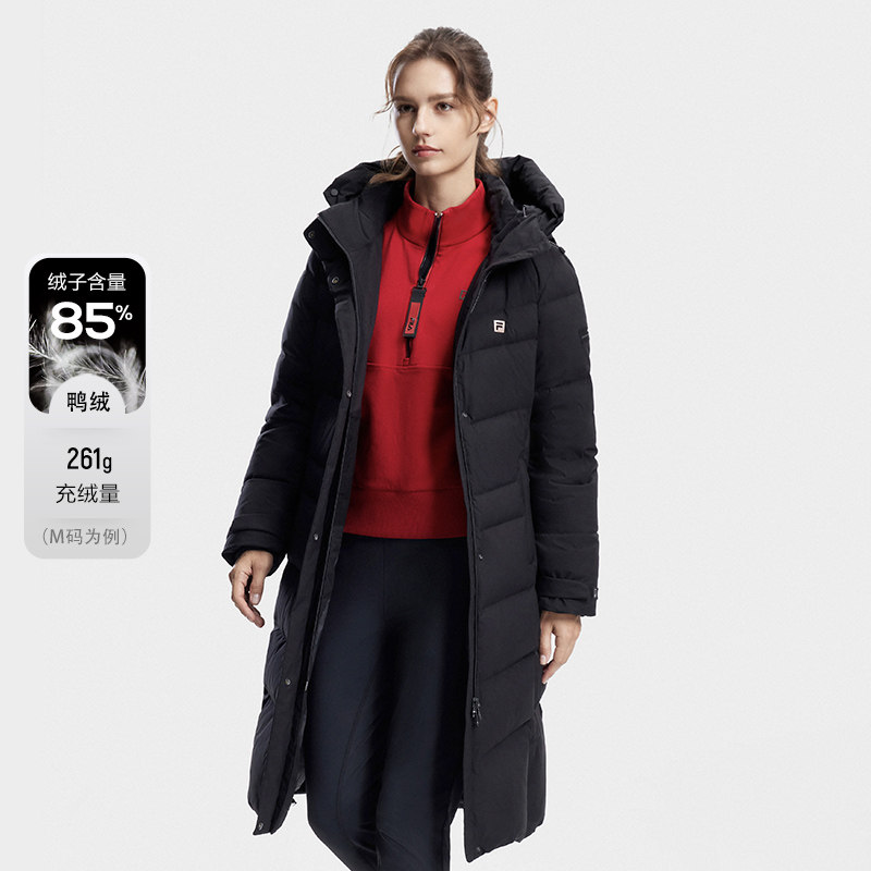 FILA 斐乐官方女士长款羽绒服2024冬季新款基础健身运动连帽上衣,运动/瑜伽/健身/球迷用品,高尔夫上装,淘宝优惠券,粉丝福利购,淘宝优惠卷