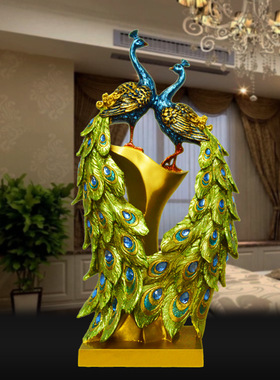 创意家居树脂工艺礼品情侣孔雀吉祥摆件乔迁新居婚房客厅