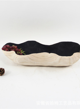 厂家销售手工制作烧桐木工艺托盘果盘田园侘寂风家居民宿装饰