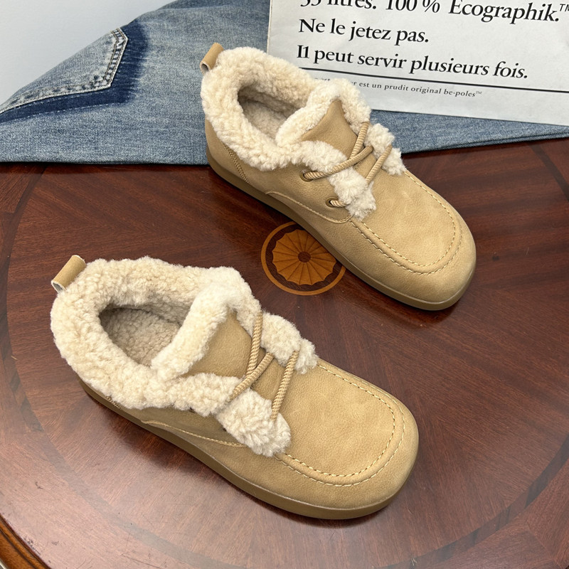 真皮羊羔毛女冬季2024新款一脚蹬豆豆软底底加绒保暖休闲鞋毛毛鞋,女鞋,棉鞋,淘宝优惠券,粉丝福利购,淘宝优惠卷