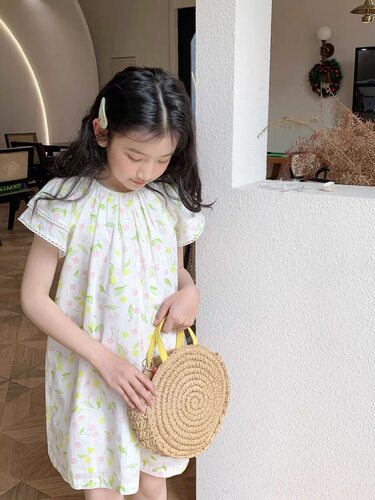 女童樱桃印花娃娃领连衣裙春夏