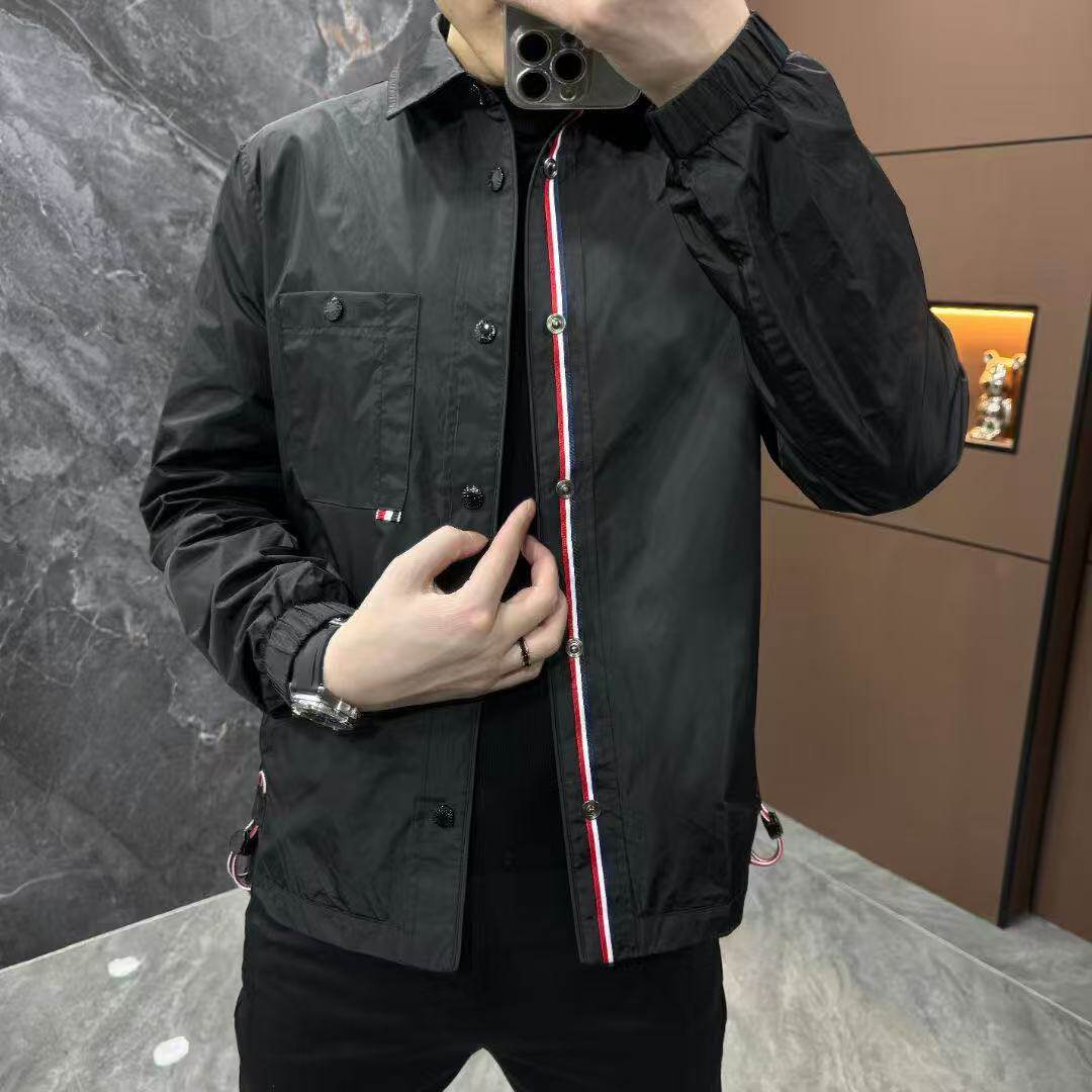 春款男士新款时尚百搭休闲外套潮流修身翻领夹克男款欧货商务外衣