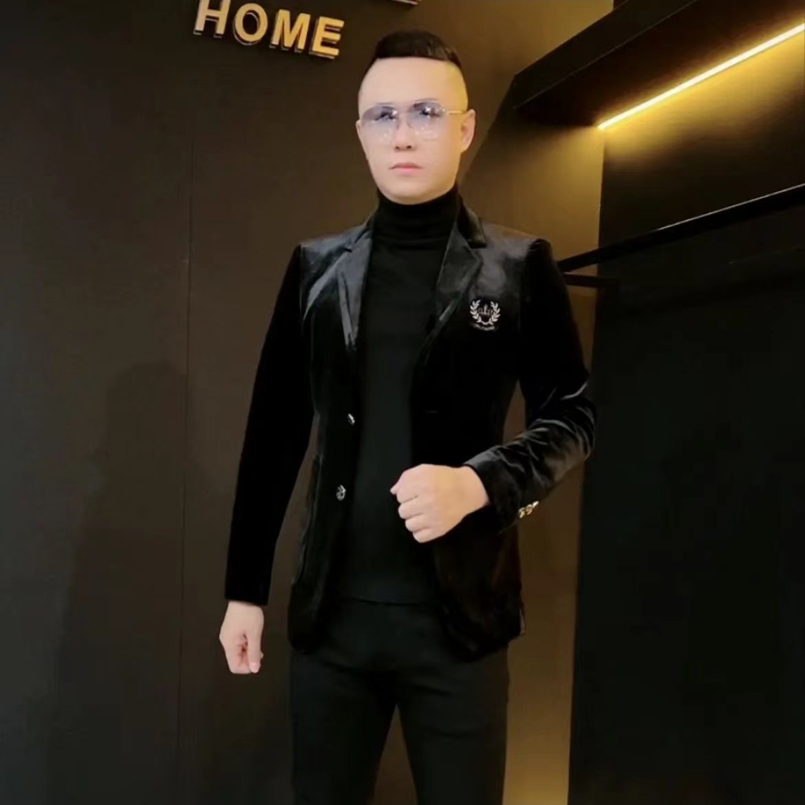 男士商务绅士百搭金丝绒外套