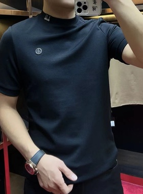 33308秋冬男士时尚百搭短袖小衫潮流修身圆领T恤男款简约打底衫男