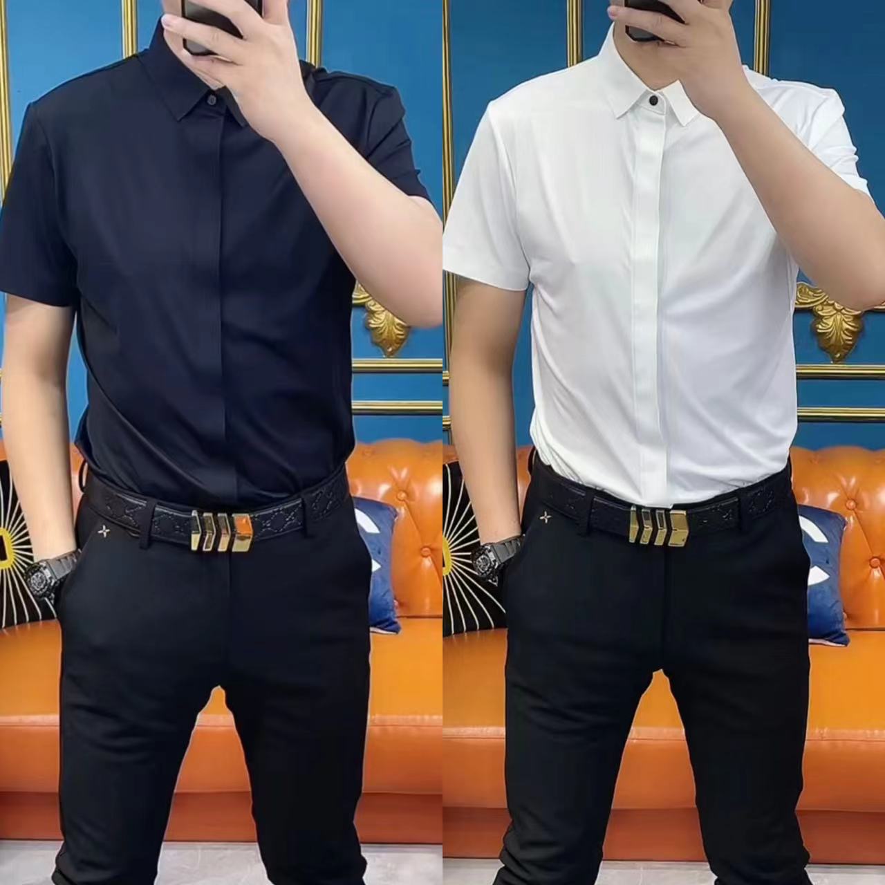欧货春夏男款无痕免烫短袖衬衫