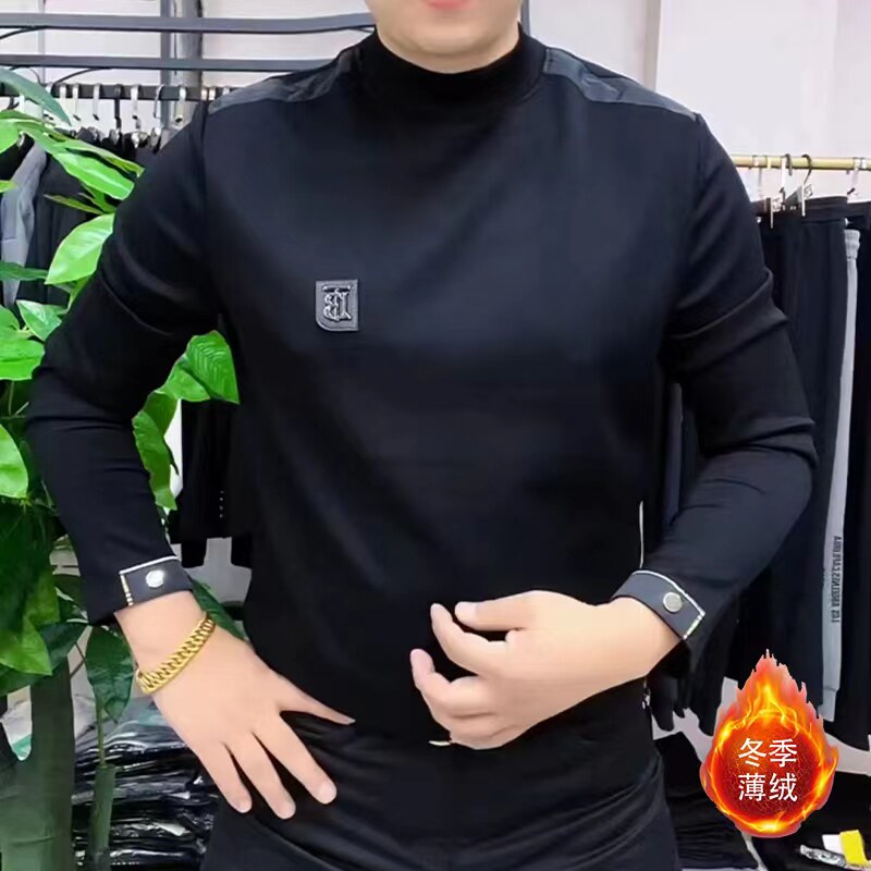 3988春季新款男士长袖圆领T恤休闲时尚百搭商务小衫舒适打底衫