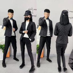 y17019秋冬2023男士薄棉外套欧货袄子西服领棉衣修身青年潮男棉服