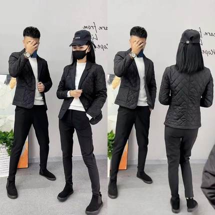 y17019秋冬2023男士薄棉外套欧货袄子西服领棉衣修身青年潮男棉服