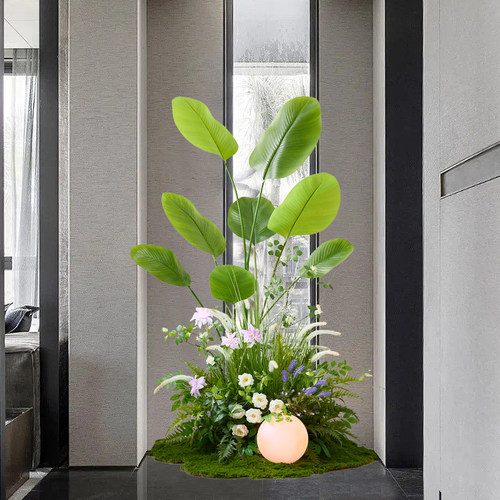 奶油风仿真植物造景假绿植装饰
