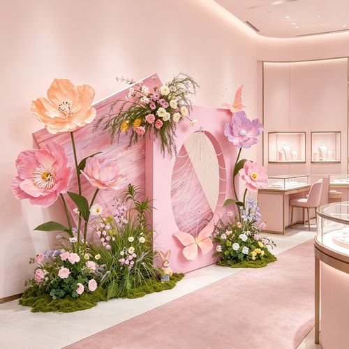 高端珠宝店莫奈花园氛围装饰造景
