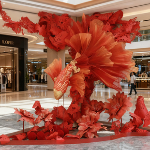 迎新氛围布置2026新春花艺竹条酒店大堂公司前台新年装饰拍照道具