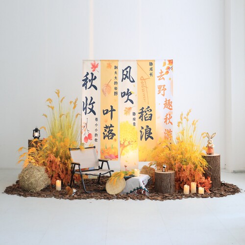 金色仿真花网红打卡造景