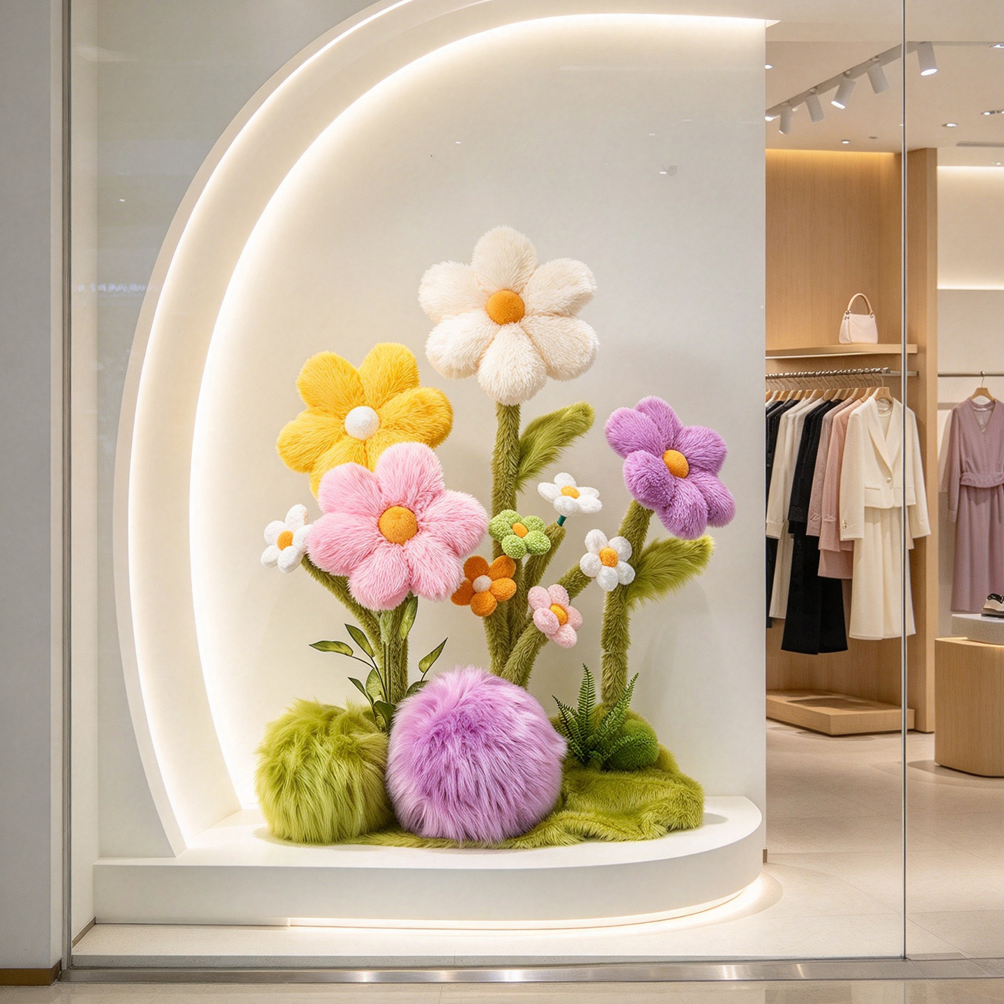 冬日氛围布置服装店橱窗造景直播间毛绒装饰摆件冬季美陈拍照道具