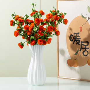 简约加厚塑料花瓶高级感白色仿陶瓷装 饰品 饰瓶可蓄水客厅摆件装