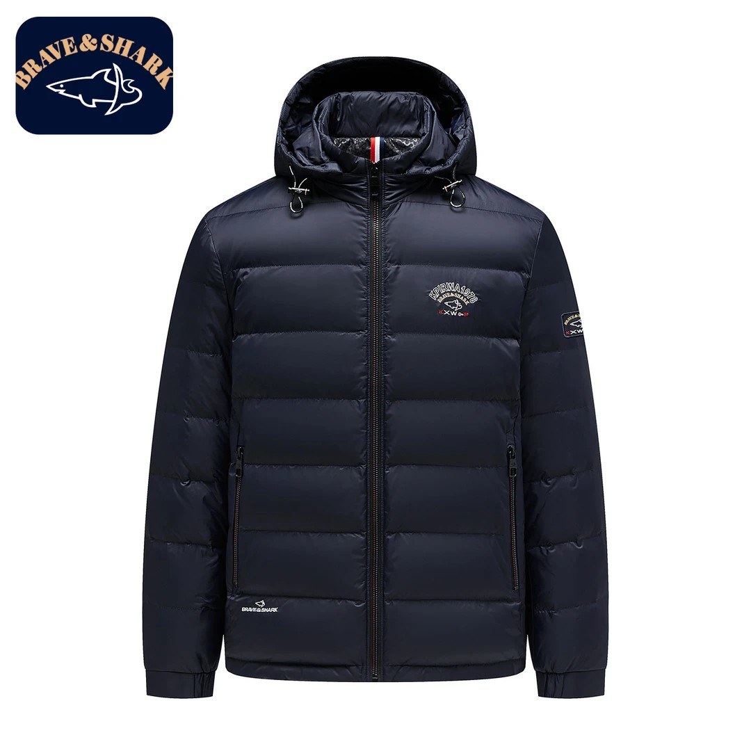 勇士鲨鱼2025新款美式男高端夹克洋气排骨轻薄商务薄款短款羽绒服