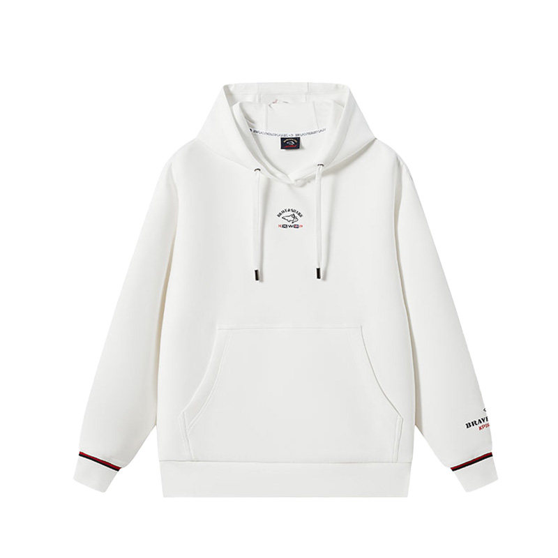 勇士鲨鱼高端品牌男士连帽卫衣新款刺绣白色潮牌休闲上衣轻奢潮流
