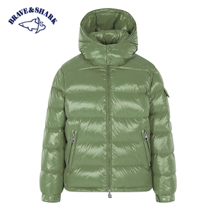 高端 百搭加厚防风绿色羽绒服外套情侣装 勇士鲨鱼25冬季 加厚男款