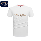 时尚 短袖 印花t恤2025夏季 勇士鲨鱼男士 轻奢潮流休闲男士 圆领T恤