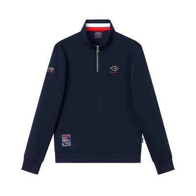 勇士鲨鱼2025春秋款美式半拉链套头卫衣时尚刺绣上衣男品牌轻奢