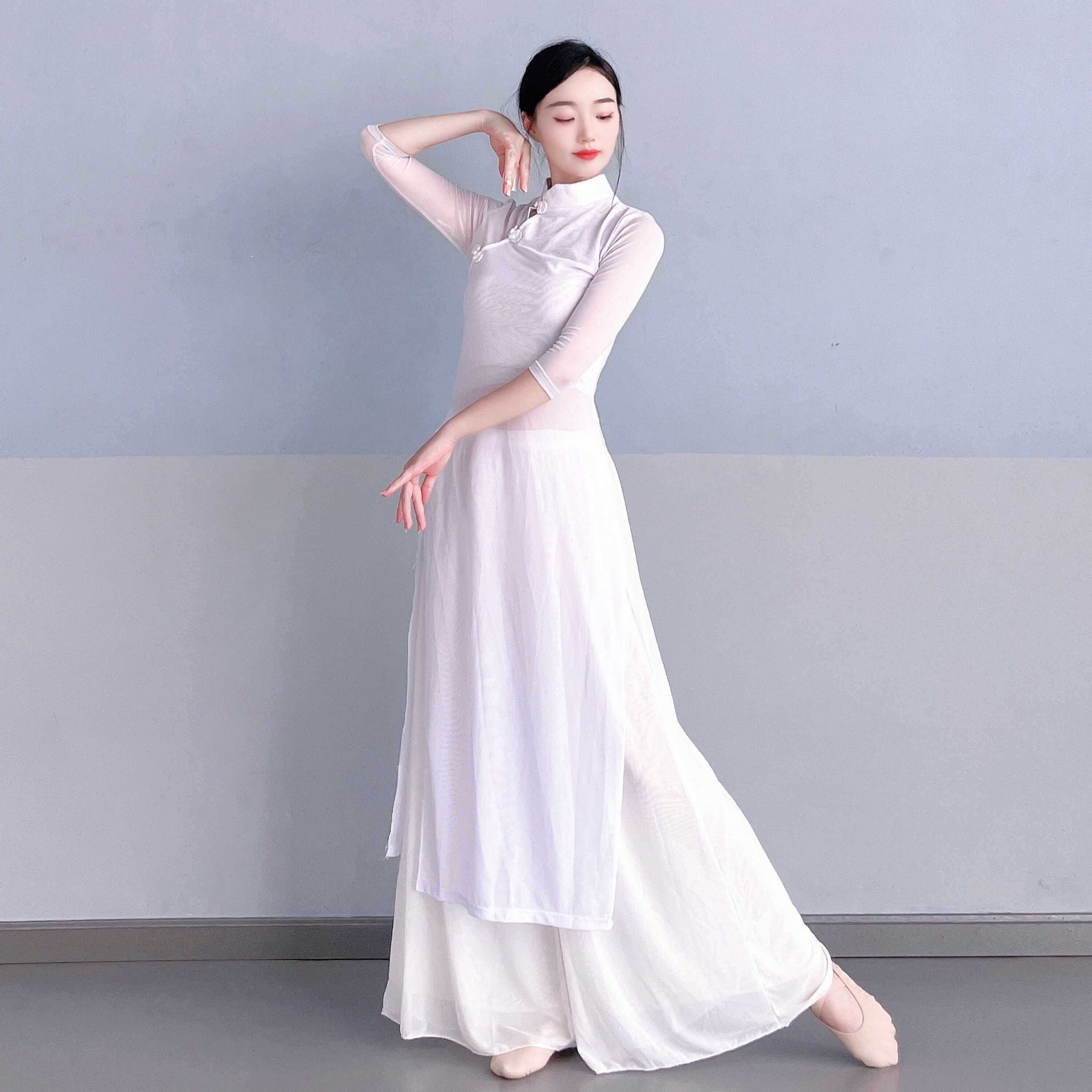 古典舞形体走秀奥黛纱衣旗袍套装