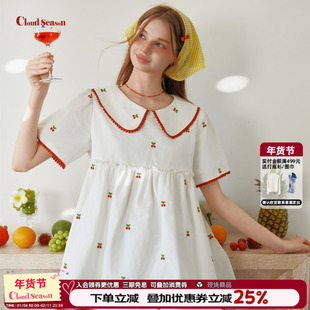 CLOUDSEASON平成魔女娃娃裙白色连衣裙法式连衣裙女小个子连衣裙