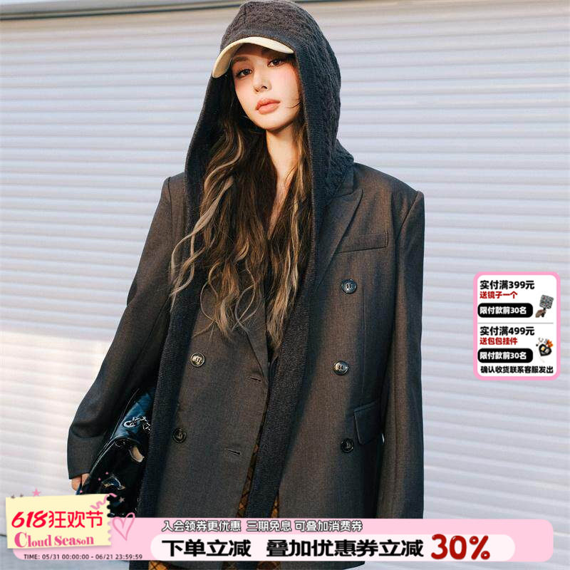 CLOUDSEASON慵懒灰调西装外套